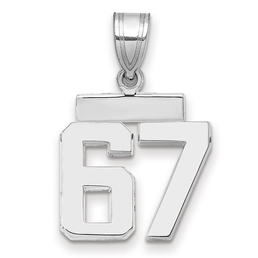 14k White Goldw Small Polished Number 67 Charm