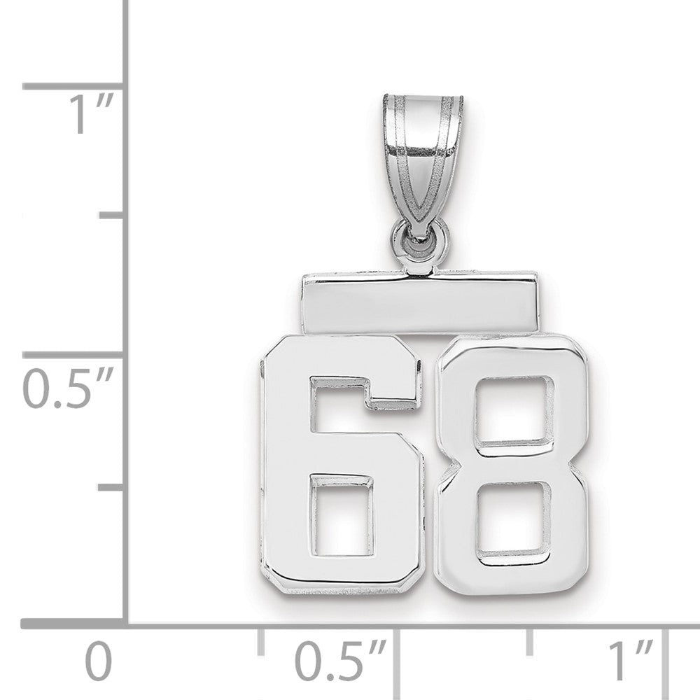 14k White Goldw Small Polished Number 68 Charm
