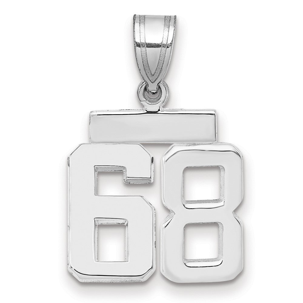 14k White Goldw Small Polished Number 68 Charm