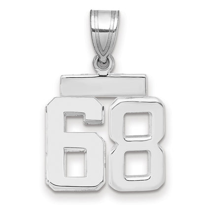 14k White Goldw Small Polished Number 68 Charm