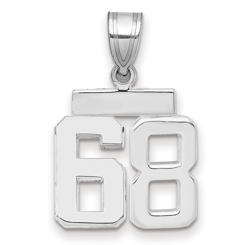 14k White Goldw Small Polished Number 68 Charm