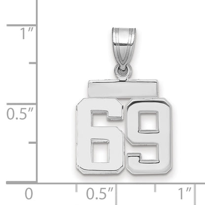 14k White Goldw Small Polished Number 69 Charm