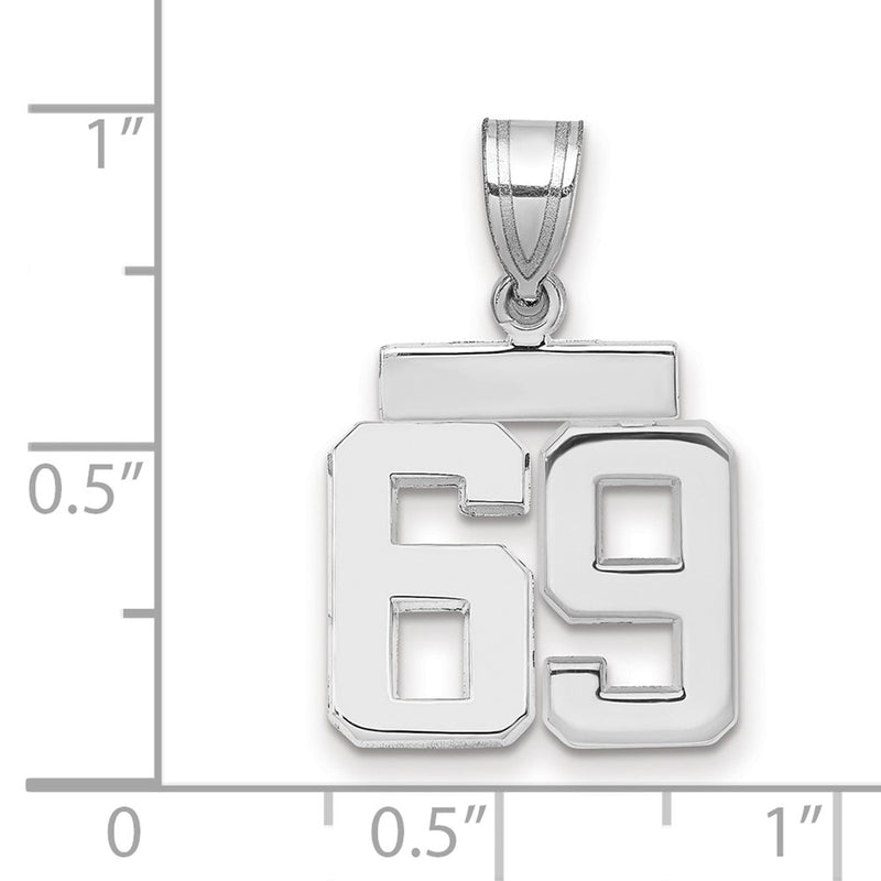 14k White Goldw Small Polished Number 69 Charm