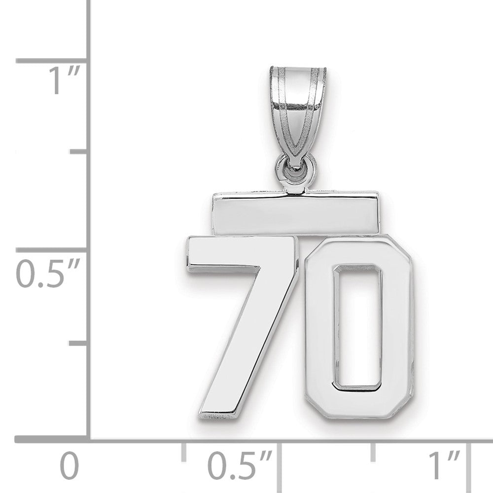 14k White Goldw Small Polished Number 70 Charm