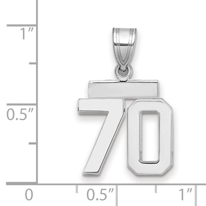 14k White Goldw Small Polished Number 70 Charm