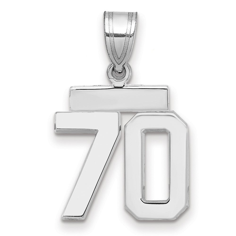 14k White Goldw Small Polished Number 70 Charm