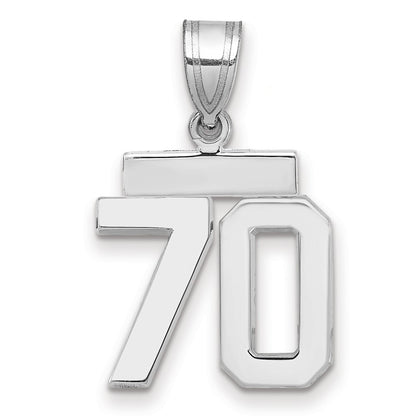 14k White Goldw Small Polished Number 70 Charm