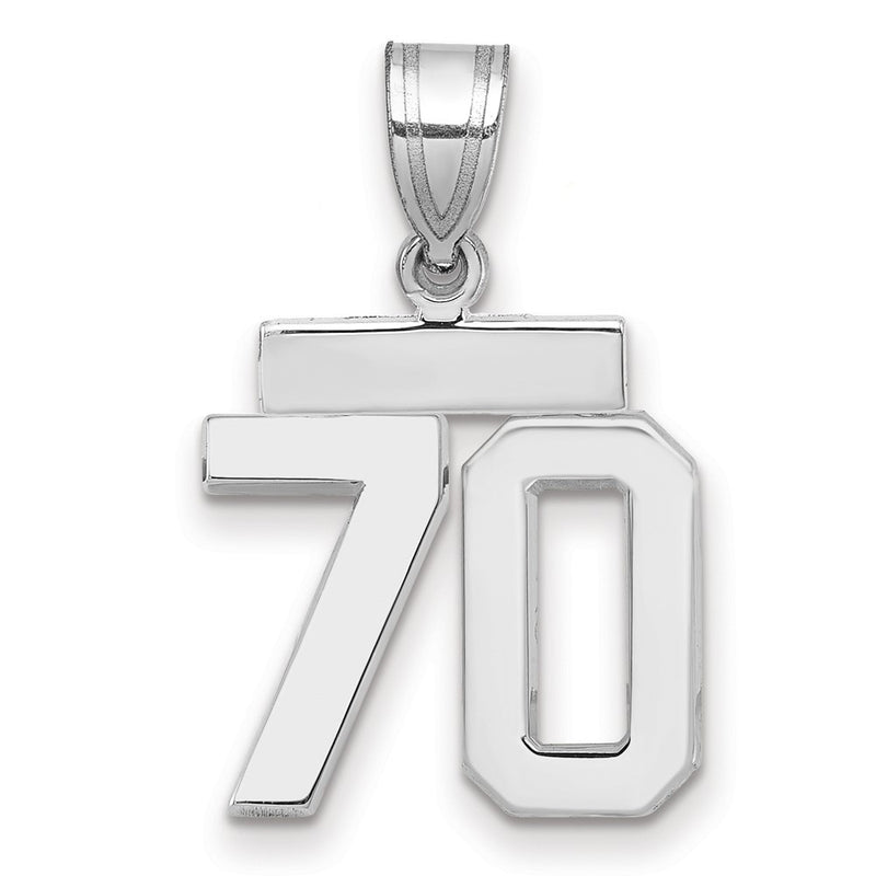 14k White Goldw Small Polished Number 70 Charm