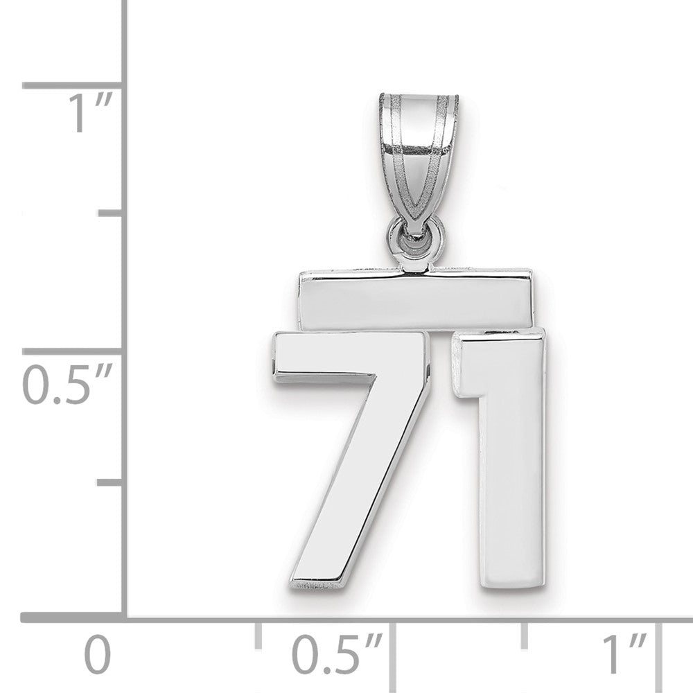 14k White Goldw Small Polished Number 71 Charm