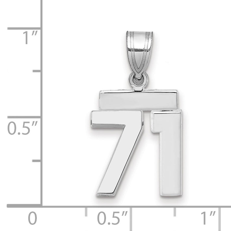 14k White Goldw Small Polished Number 71 Charm