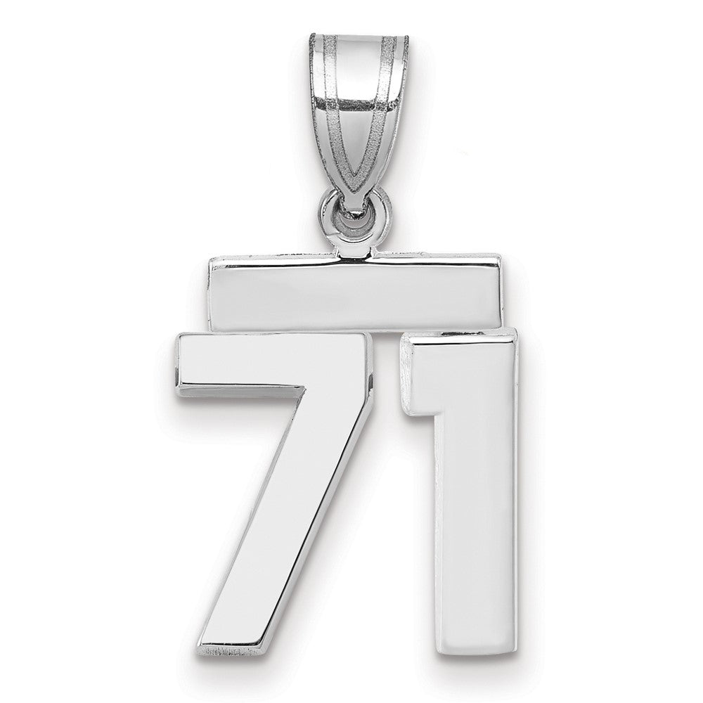14k White Goldw Small Polished Number 71 Charm