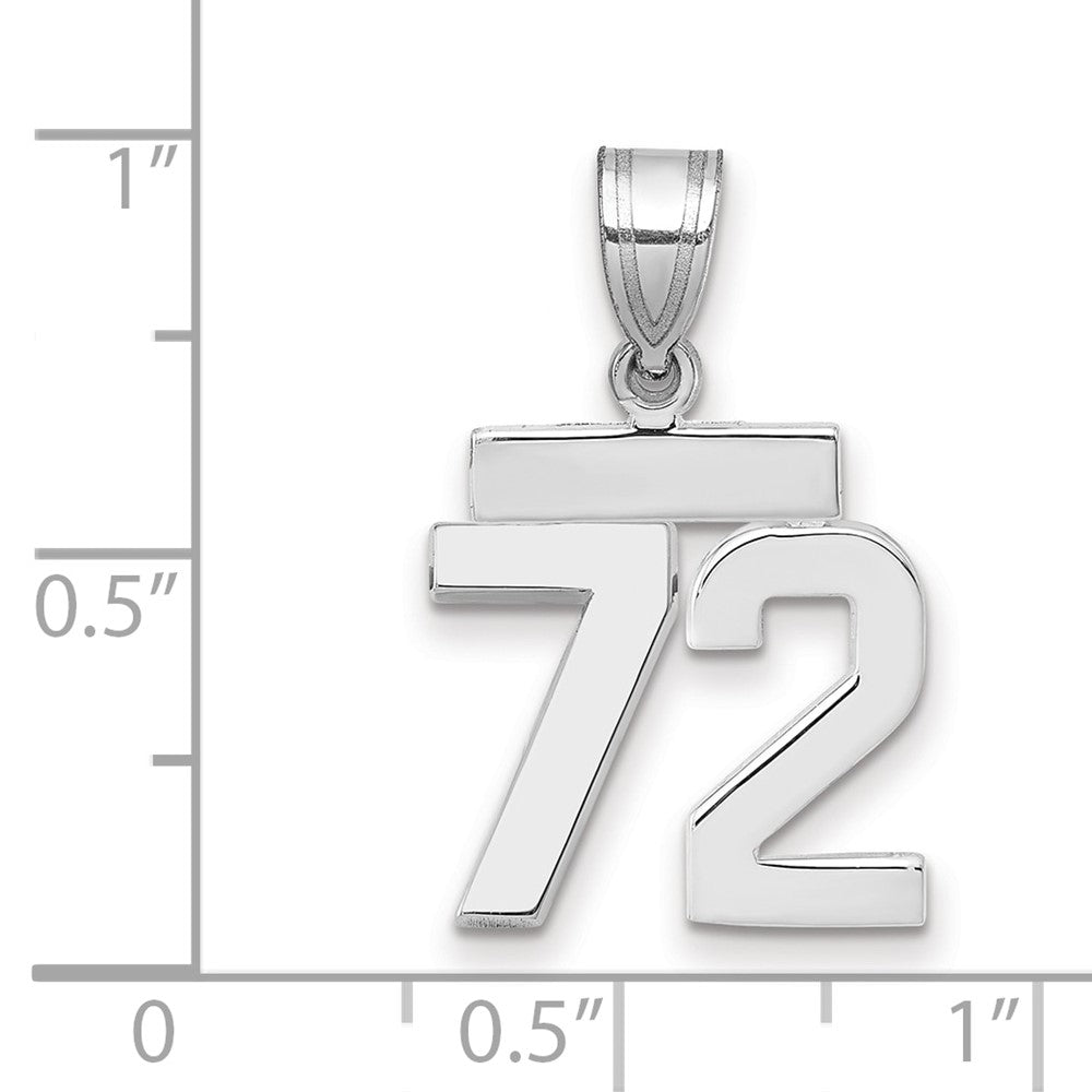 14k White Goldw Small Polished Number 72 Charm