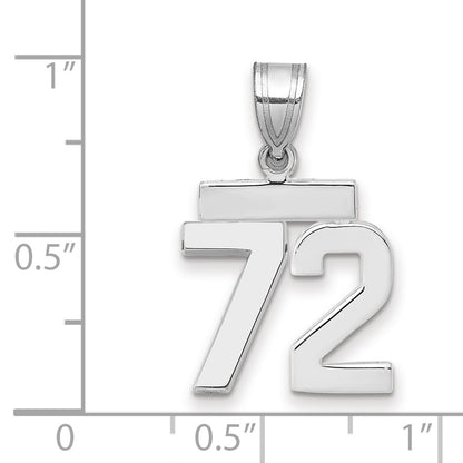 14k White Goldw Small Polished Number 72 Charm