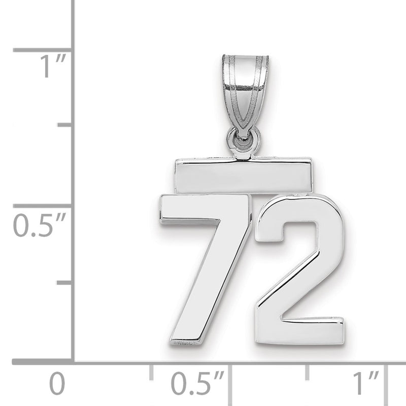 14k White Goldw Small Polished Number 72 Charm