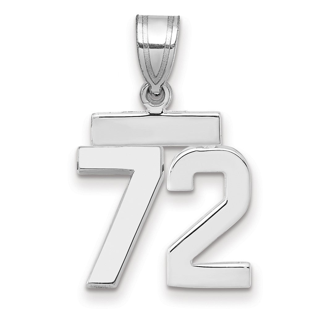 14k White Goldw Small Polished Number 72 Charm