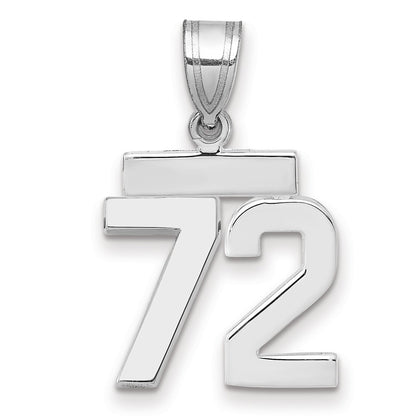 14k White Goldw Small Polished Number 72 Charm