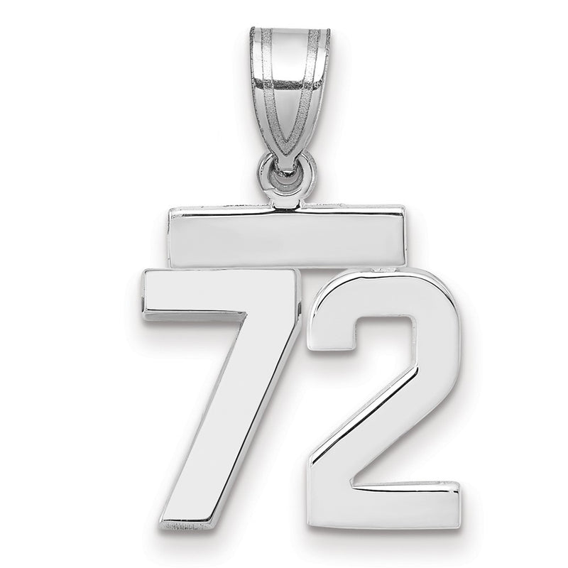 14k White Goldw Small Polished Number 72 Charm