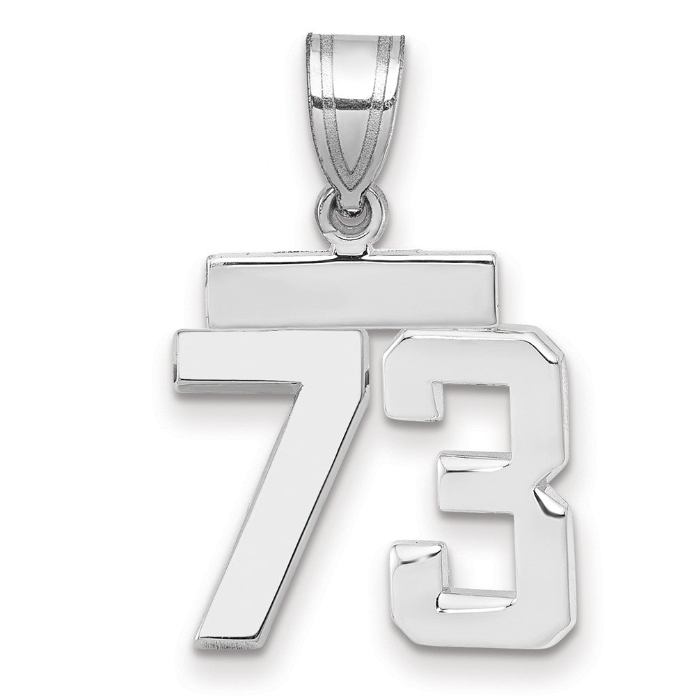 14k White Goldw Small Polished Number 73 Charm