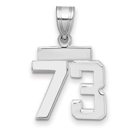 14k White Goldw Small Polished Number 73 Charm