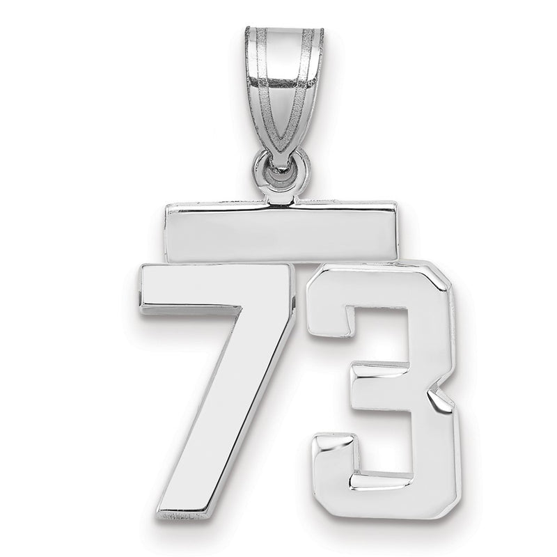 14k White Goldw Small Polished Number 73 Charm