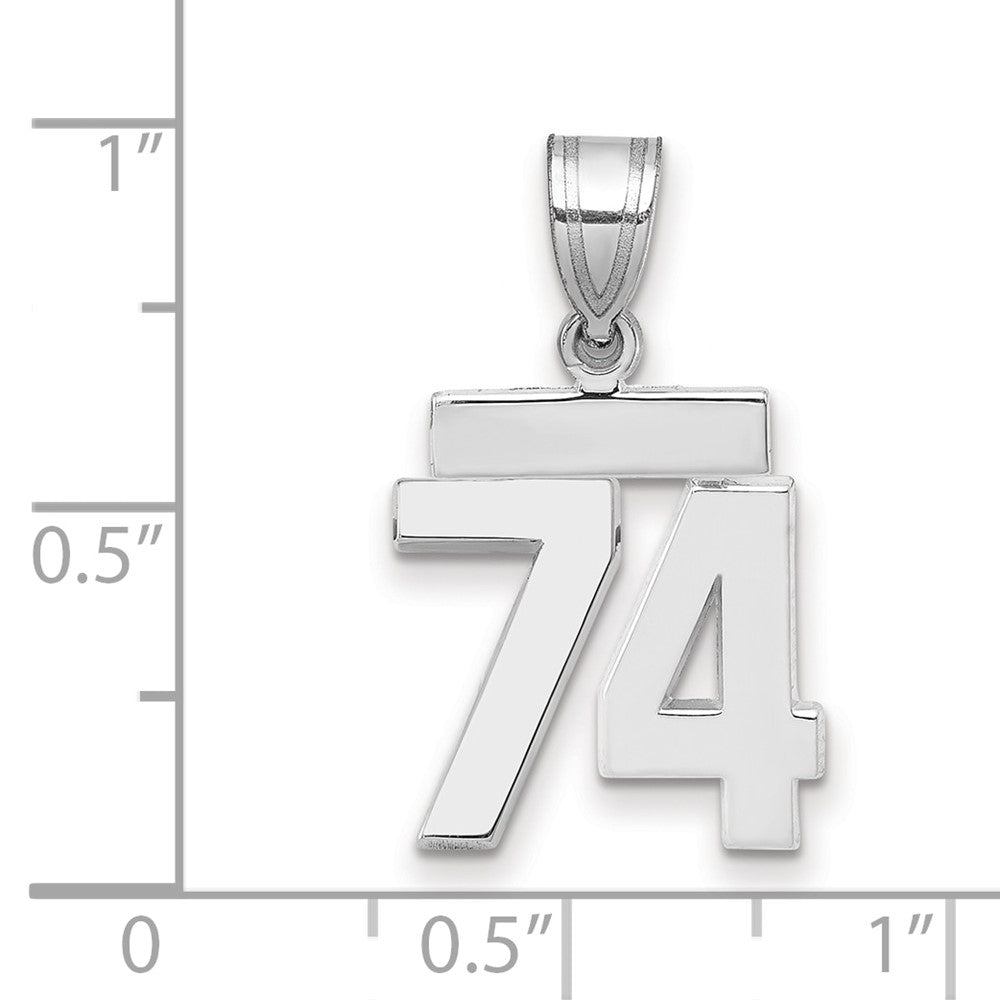 14k White Goldw Small Polished Number 74 Charm
