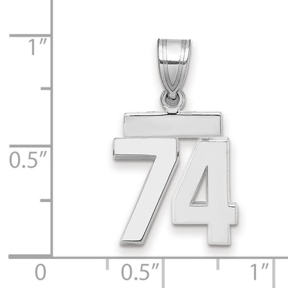 14k White Goldw Small Polished Number 74 Charm