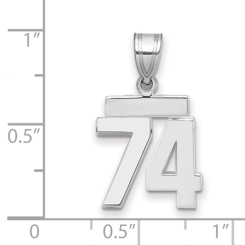 14k White Goldw Small Polished Number 74 Charm