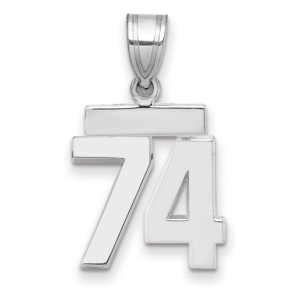 14k White Goldw Small Polished Number 74 Charm