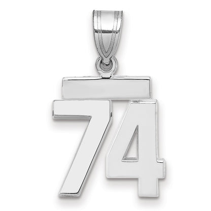 14k White Goldw Small Polished Number 74 Charm