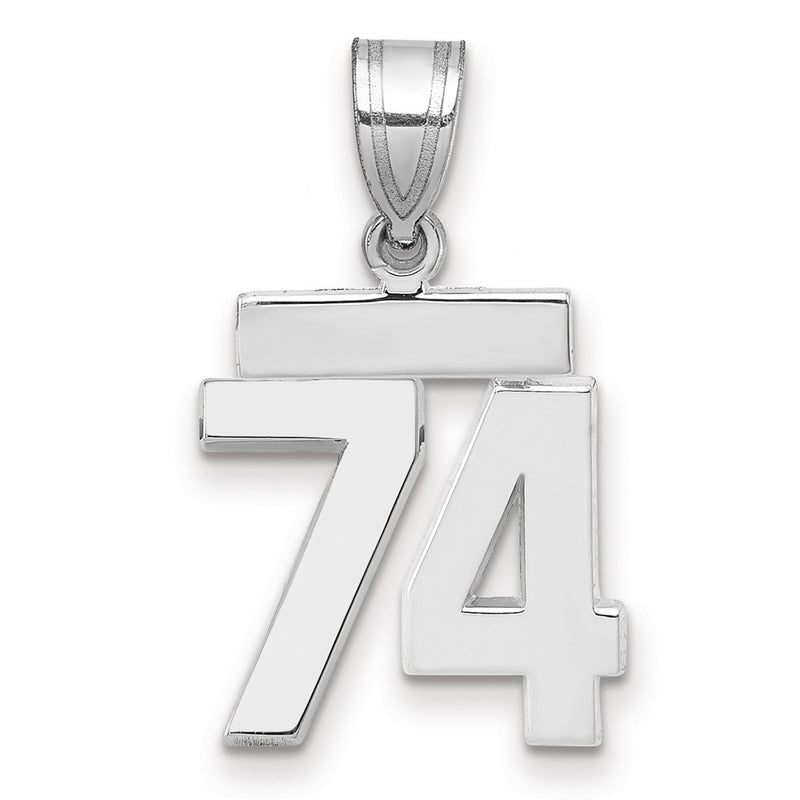 14k White Goldw Small Polished Number 74 Charm
