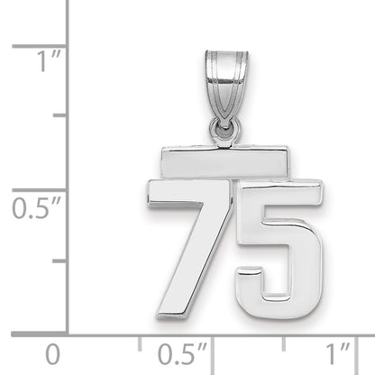 14k White Goldw Small Polished Number 75 Charm