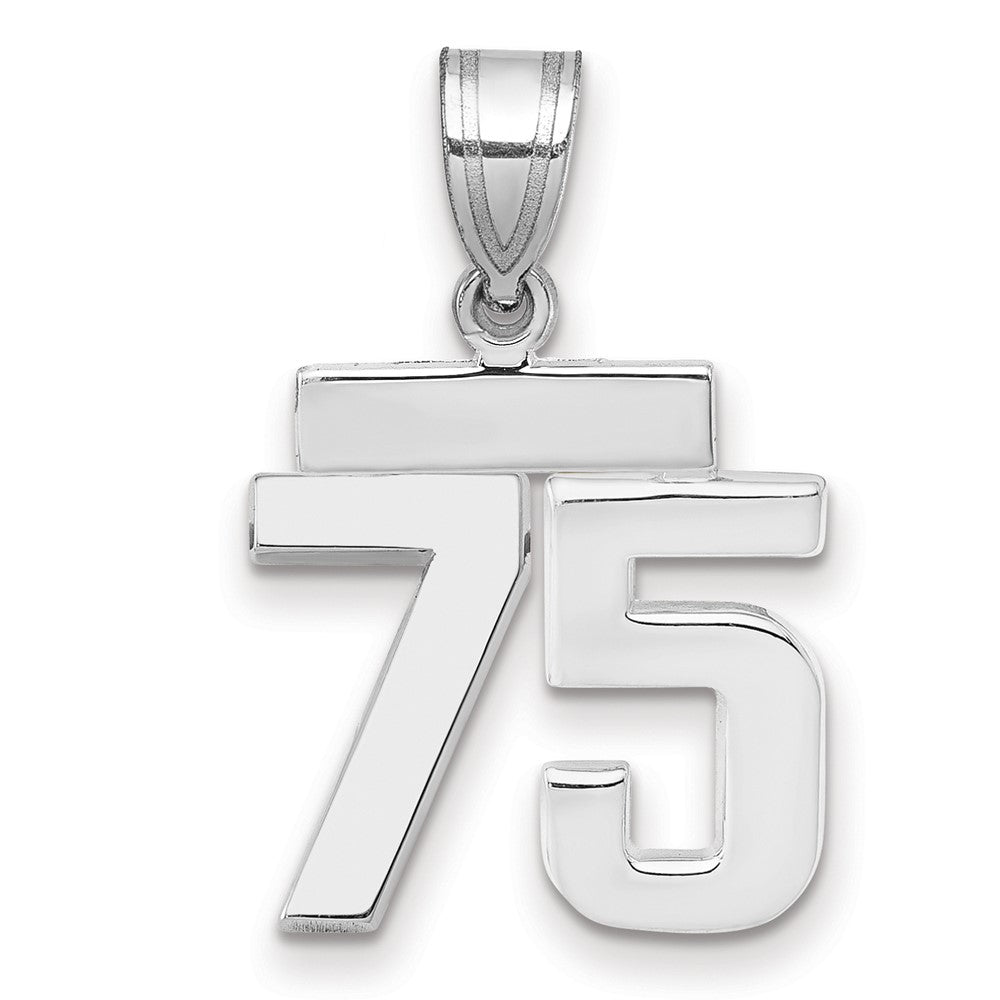 14k White Goldw Small Polished Number 75 Charm