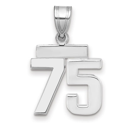 14k White Goldw Small Polished Number 75 Charm