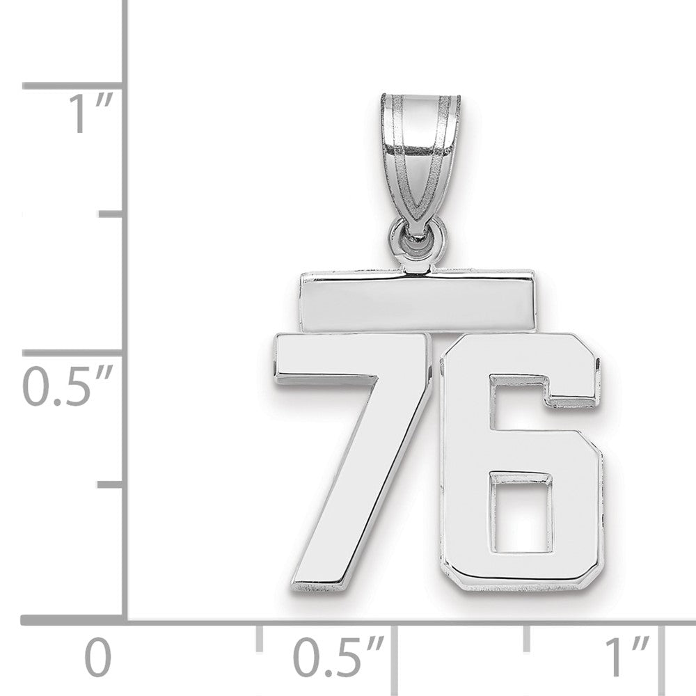 14k White Goldw Small Polished Number 76 Charm