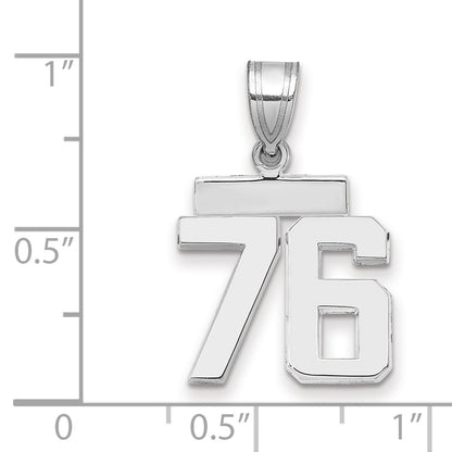 14k White Goldw Small Polished Number 76 Charm