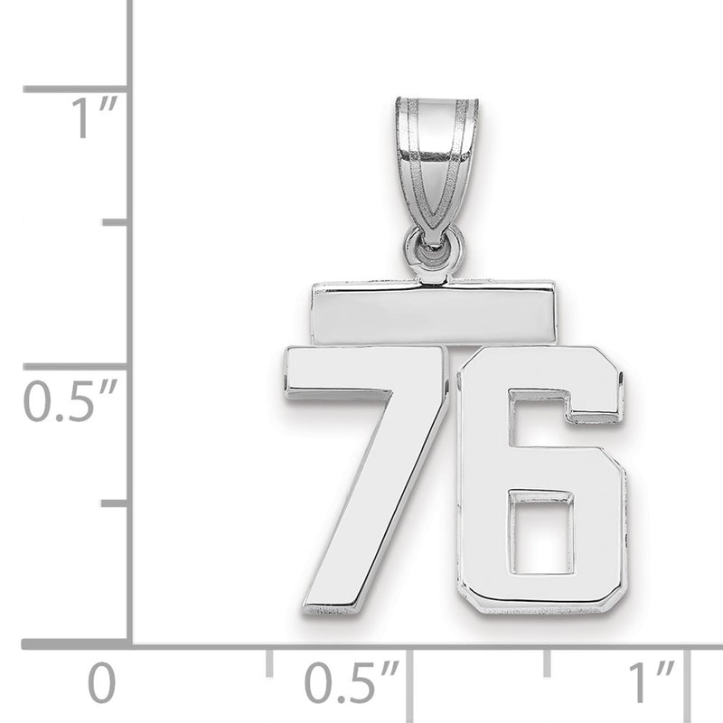 14k White Goldw Small Polished Number 76 Charm
