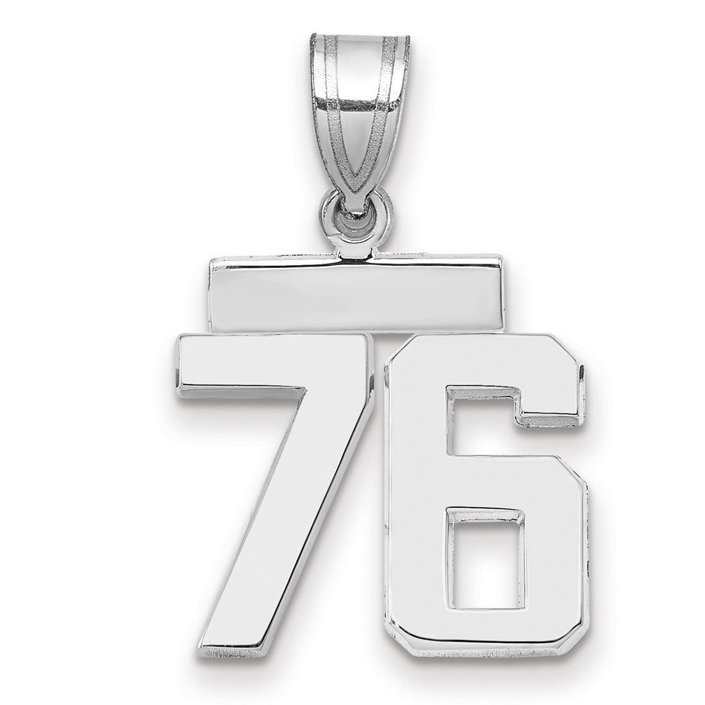 14k White Goldw Small Polished Number 76 Charm