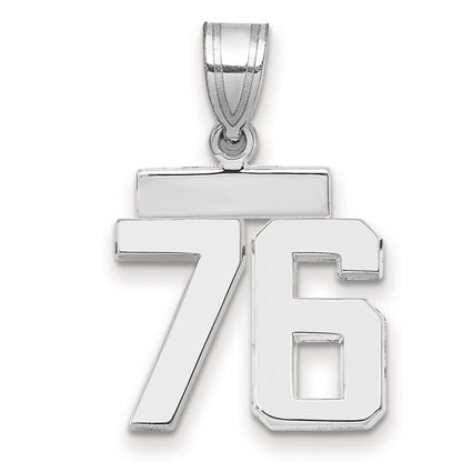 14k White Goldw Small Polished Number 76 Charm