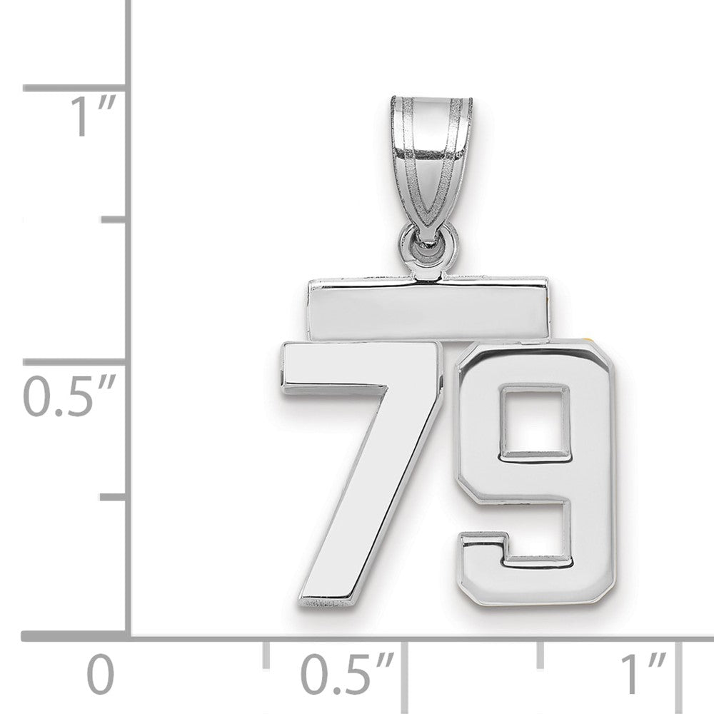 14k White Goldw Small Polished Number 79 Charm