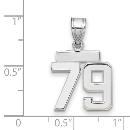 14k White Goldw Small Polished Number 79 Charm