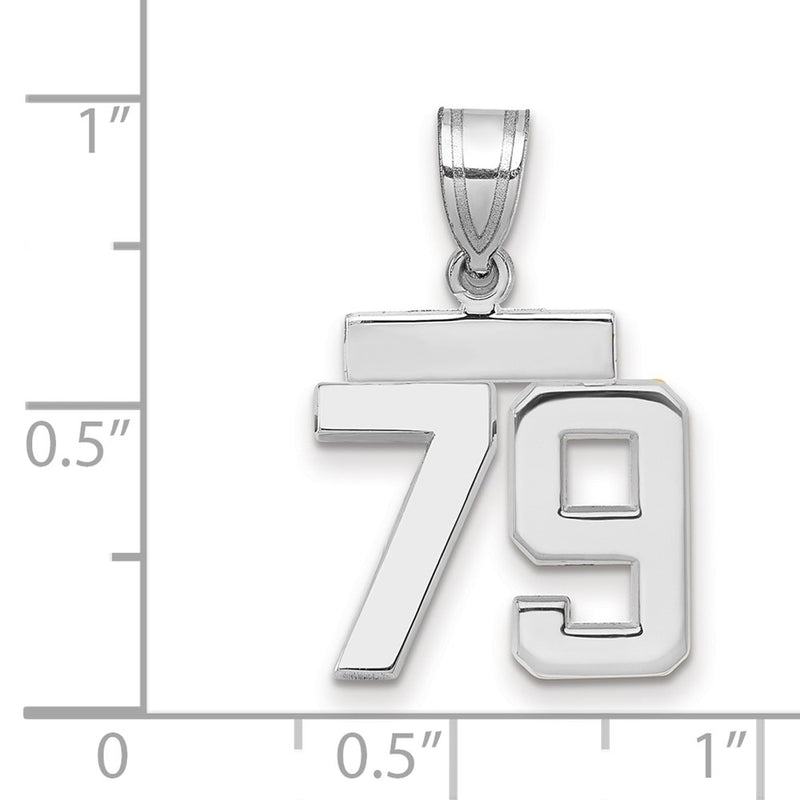 14k White Goldw Small Polished Number 79 Charm