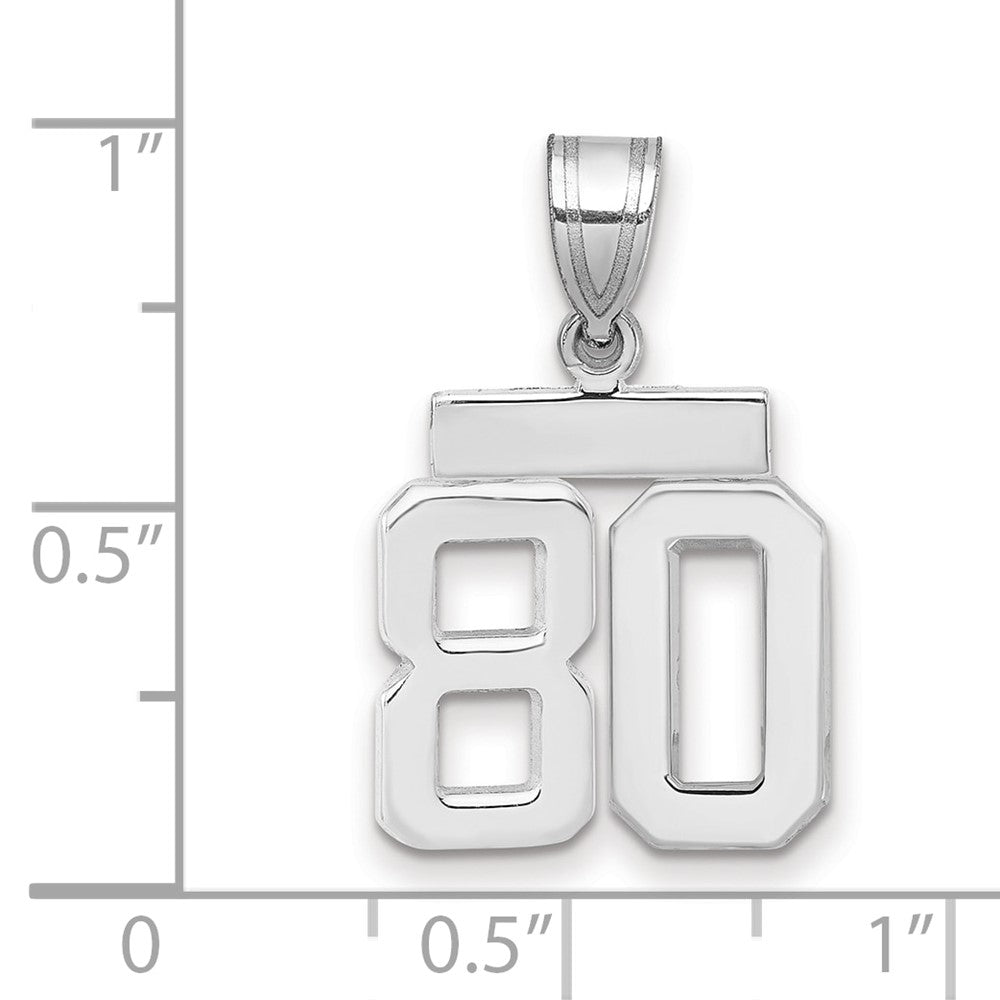 14k White Goldw Small Polished Number 80 Charm