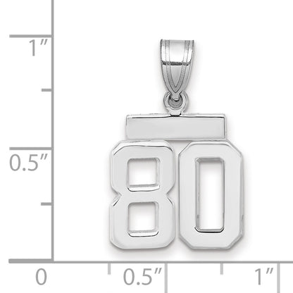 14k White Goldw Small Polished Number 80 Charm