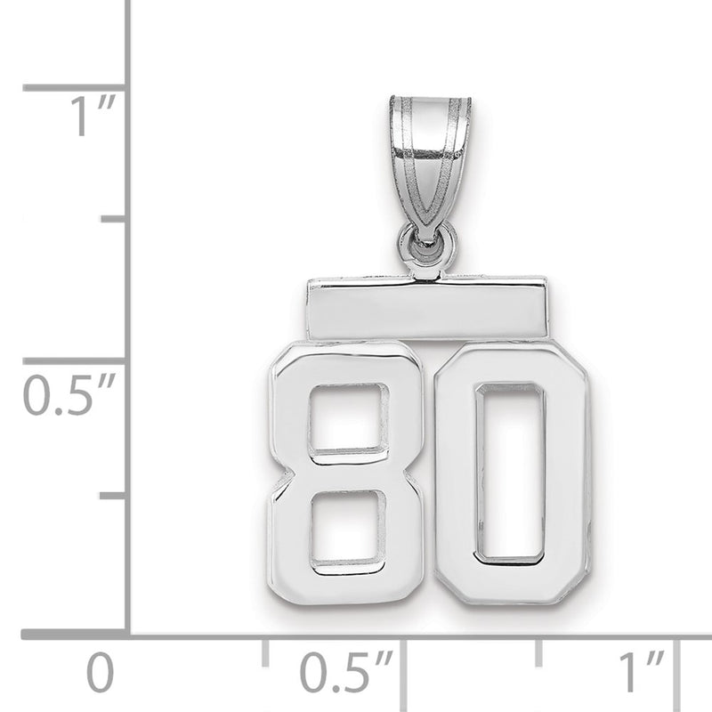 14k White Goldw Small Polished Number 80 Charm