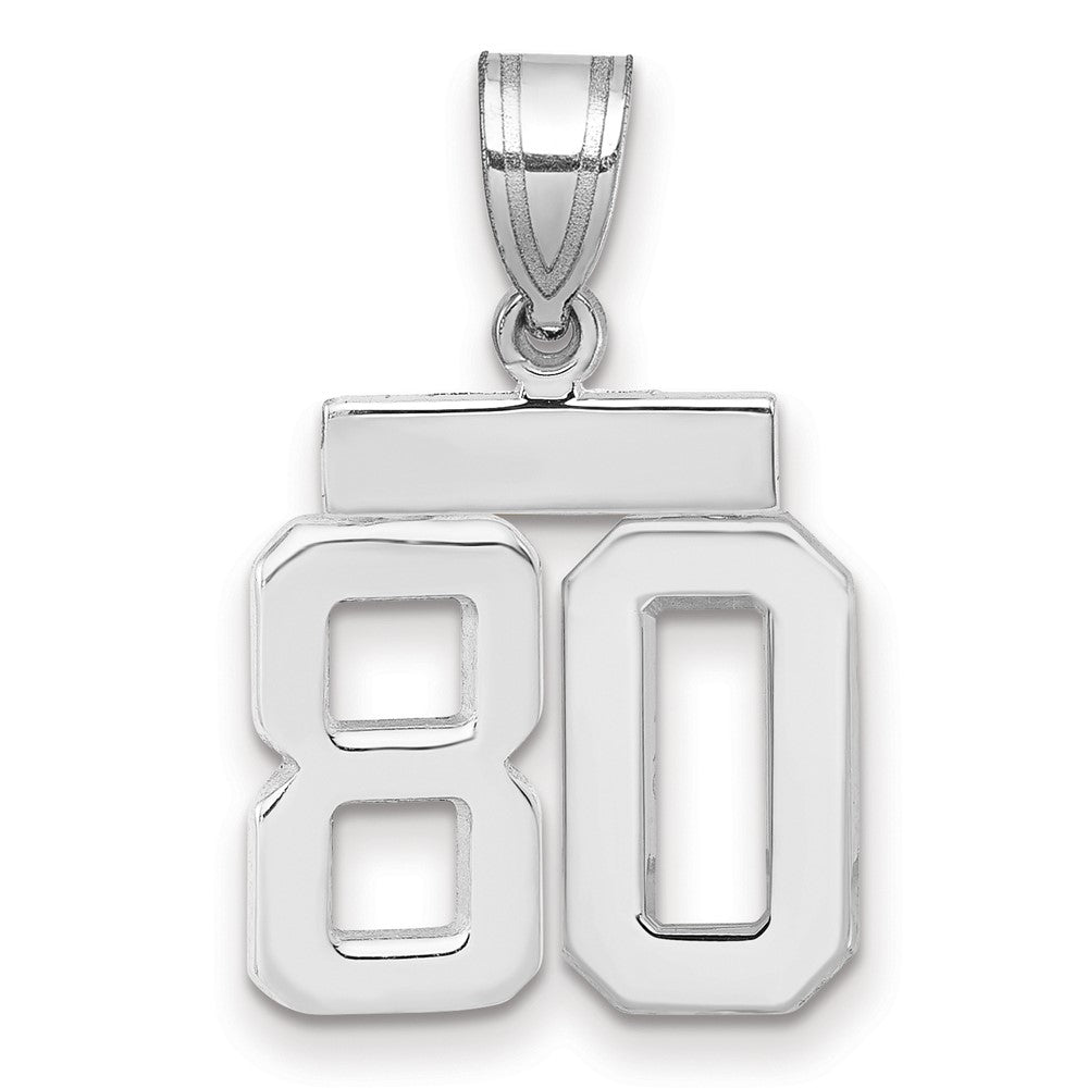14k White Goldw Small Polished Number 80 Charm