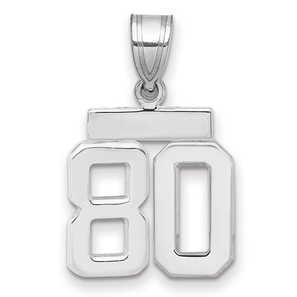 14k White Goldw Small Polished Number 80 Charm