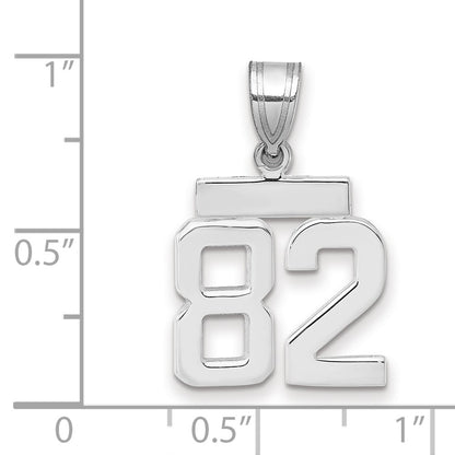 14k White Goldw Small Polished Number 82 Charm