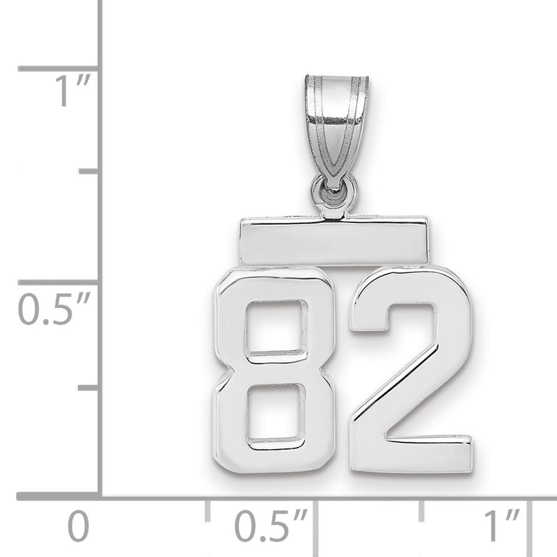14k White Goldw Small Polished Number 82 Charm