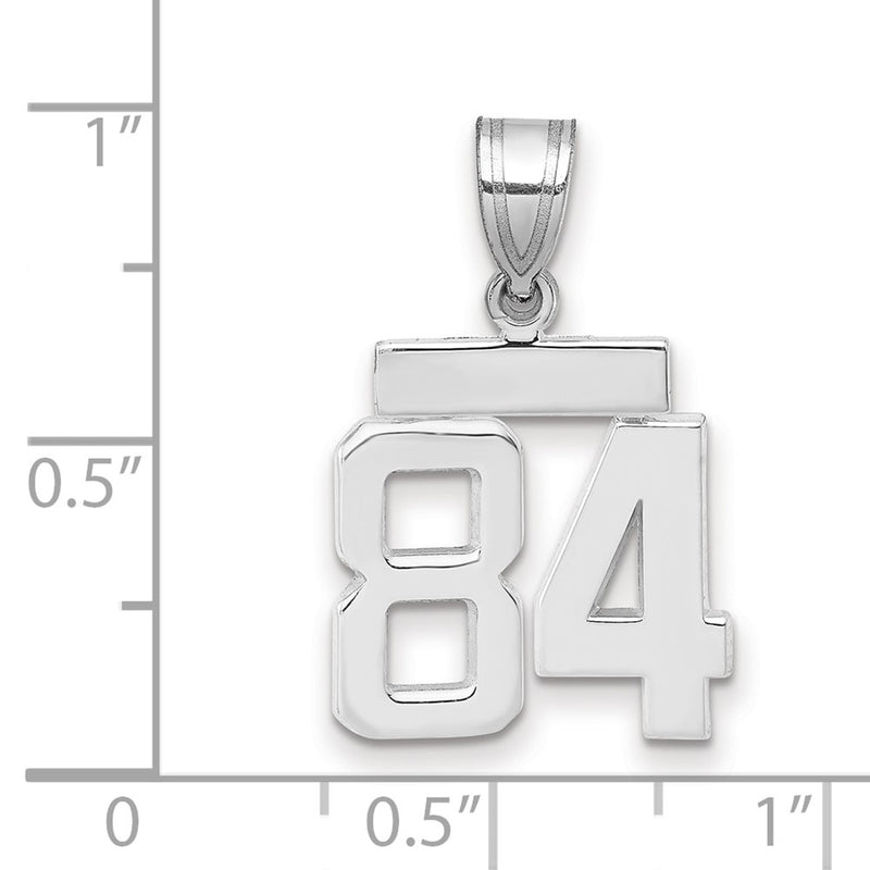 14k White Goldw Small Polished Number 84 Charm