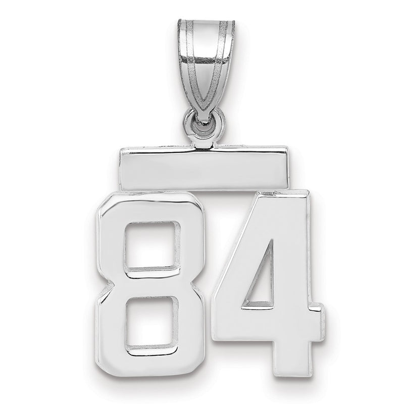 14k White Goldw Small Polished Number 84 Charm